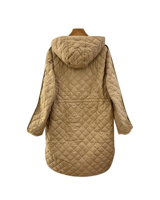 女款ETELAN菱格纹连帽中长款羽绒服zh018 商品图1