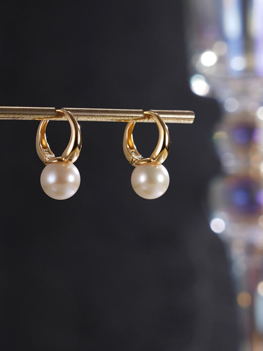 子佩集【时光简梦】银S925珍珠惜王妃耳环【E4357】8.8mm珠双色圆圈扣环2601 商品图8
