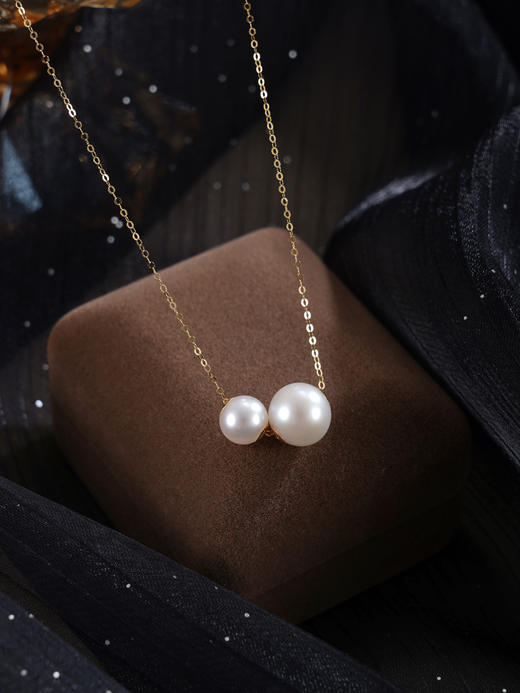 子佩集【邂逅】G18K珍珠惜王妃项链【MLKJXL006】7.5-10mm珠镀金双珠2601 商品图2