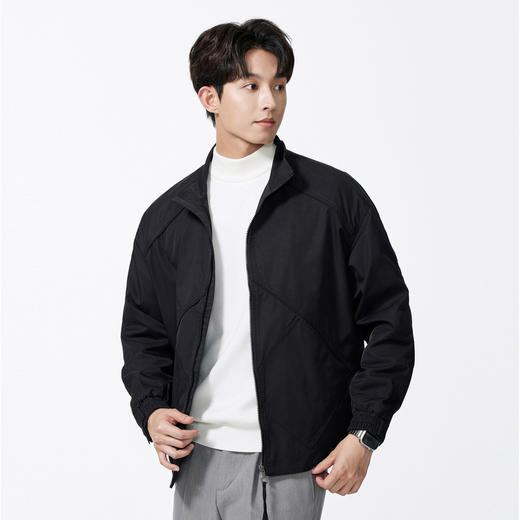 GXG男装秋季时尚拼接微落肩立领简约休闲短款设计感男式夹克K&C 商品图1