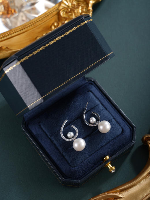 子佩集【潮汐物语】银S925珍珠惜王妃耳钉【MLEH027】9.5mm大珠半环吊球2601 商品图4