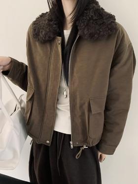 [特价]韩系毛毛领短款羽绒服 90白鸭绒保暖服 绿色 2510027