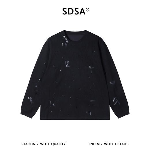 2616010SDSA男士秋冬新款痞帅男装简约时尚泼墨印花圆领长袖T恤百搭时尚 商品图1