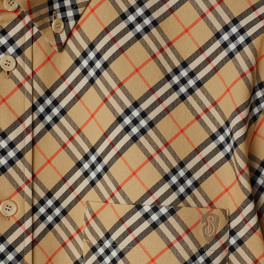 BURBERRY 巴宝莉 男士B字盾形刺绣宽松格纹棉质长袖衬衫 格子 8104072 B9368 商品图1
