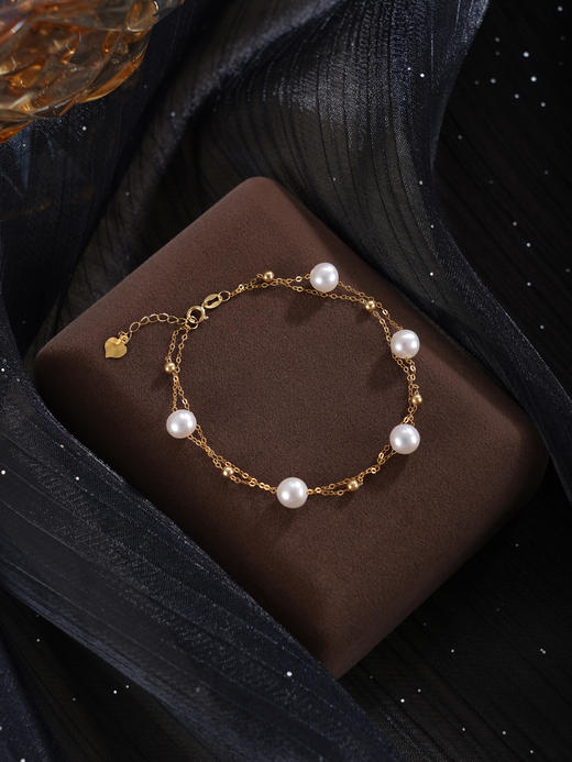 子佩集【星河光芒】G18K珍珠惜王妃手链【MLKJSL002】5.8mm珠多珠双层链2601 商品图2