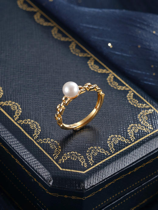 子佩集【璀璨时刻】银S925珍珠惜王妃戒指【R2294】5mm珠镀金日字扣2601 商品图3