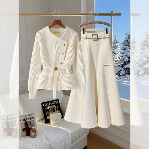 【亲肤柔软材质❗️时尚简约高级】2025春季穿搭一整套女新款韩版简约高级感上衣百搭半身裙两件套装。jc 商品图0