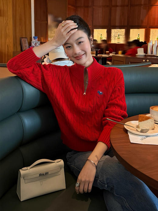 马年限定马到成功拧花羊毛兔绒混纺POLO衫 商品图2