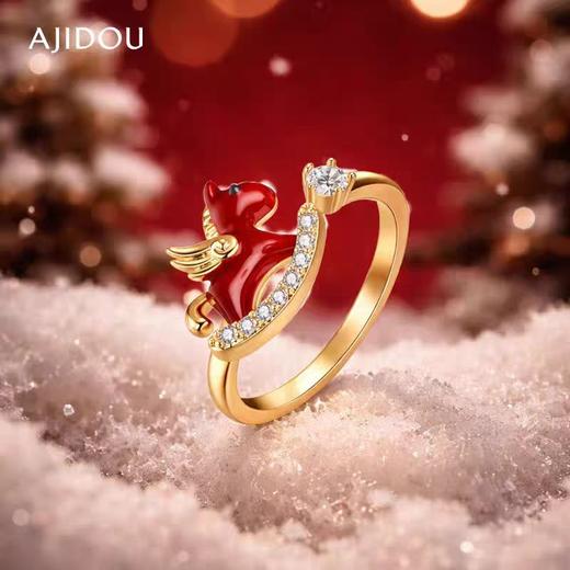 AJIDOU阿吉豆戒指女款金色小马指环尾戒AD25J0092A10【预售：9号以后发货】 商品图2