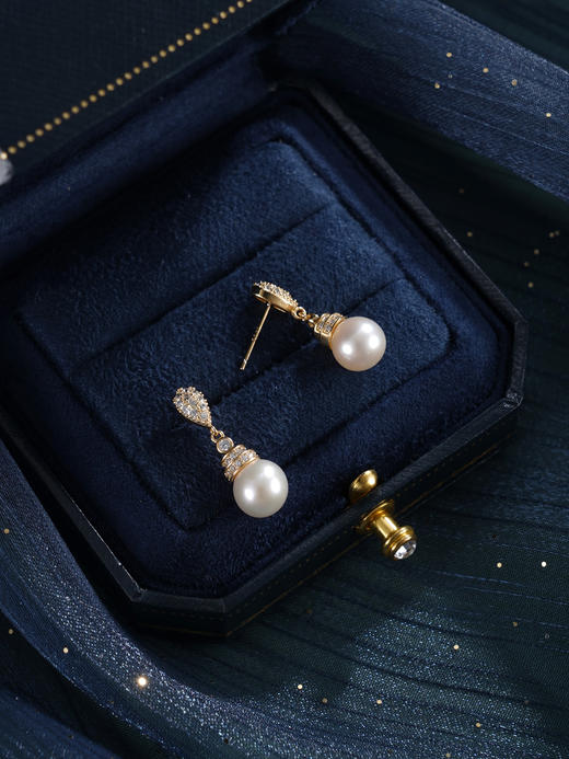 子佩集【绚烂年华】银S925珍珠惜王妃耳钉【E3619】8mm珠双色水滴吊球2601 商品图4