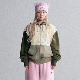 GOODBAI GOODEES 新款个性撞色草莓拼接连帽卫衣夹克外套