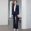 IWY/商务风藏青色西装套装女高端职业正装收腰微喇裤通勤工作服25CP916 商品缩略图2