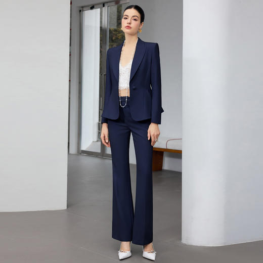 IWY/商务风藏青色西装套装女高端职业正装收腰微喇裤通勤工作服25CP916 商品图2