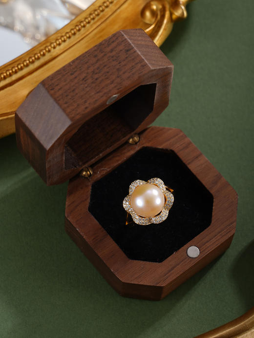 子佩集【繁花物语】银S925珍珠惜王妃戒指【R1873A】10.5mm珠镀金花朵金色珠2601 商品图8