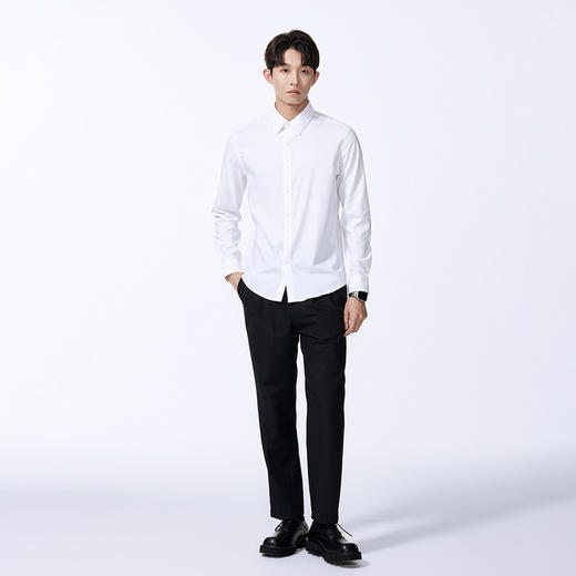GXG男装秋季经典翻领简约纯色无痕设计男式休闲长袖衬衫K&C 商品图3