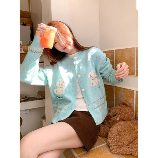 <曾小咸推荐>现货秒杀 ！微信超特价！提花小狗针织开衫 日常199.99 立减110 秒杀89.99！！ 商品图2