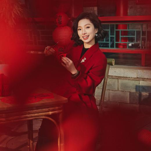 西子/悦己羊绒羊毛手工双面呢红色新年喜妈妈长款大衣/DYXS0556 商品图3