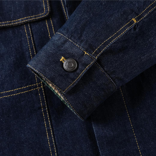 GXG男装【格纹领口】秋季时尚撞色拼接水洗牛仔休闲男式夹克K&C 商品图9