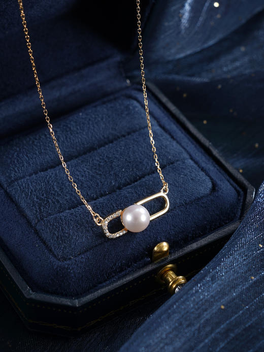 子佩集【幸运循环】银S925珍珠惜王妃套链【YB7802】7mm珠镀金日字扣2601 商品图2