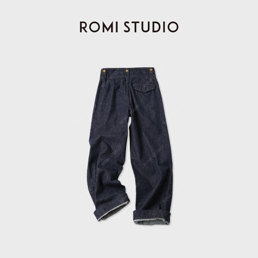 ROMI STUDIO“丹宁点缀”多口袋高腰棉点直筒垂感牛仔裤RWCAXA5385 商品图2