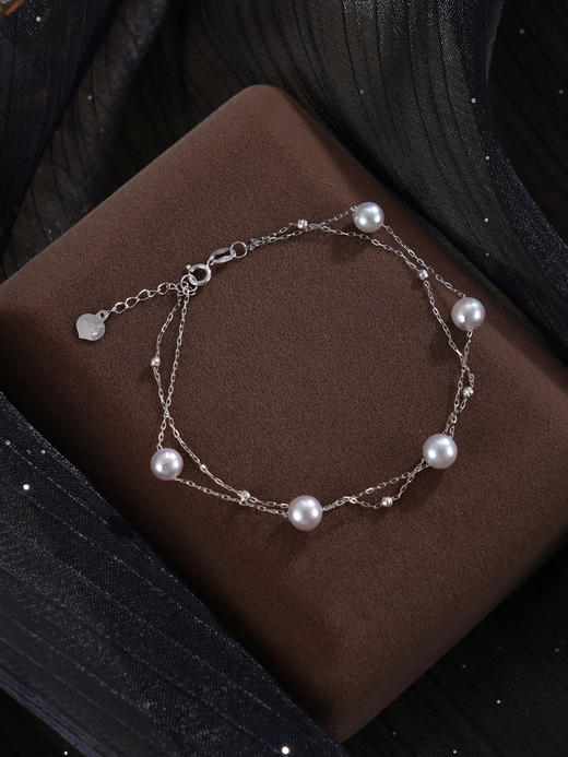 子佩集【星河光芒】G18K珍珠惜王妃手链【MLKJSL002】5mm珠灰珠多珠双层链2601 商品图3