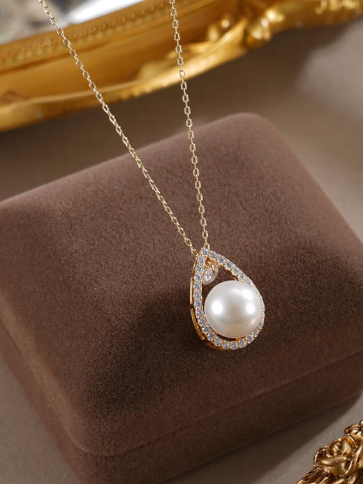 子佩集【露华秋浓】银S925珍珠惜王妃套链【MLTL027】10mm珠镀金水滴2601 商品图3