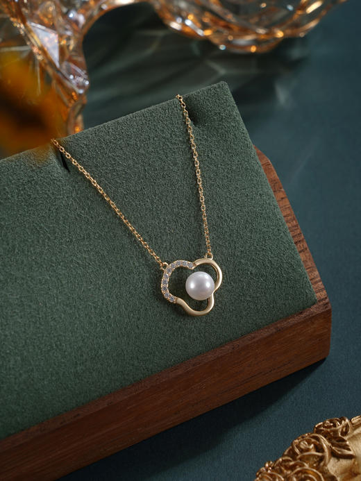 子佩集【小欢喜】银S925珍珠惜王妃套链【MLTL019】6.5mm珠镀金云朵三瓣花2601 商品图4