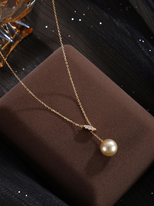 子佩集【暮光星河】银S925珍珠惜王妃套链【HJYTL014】9.5mm珠镀金梭子金色珠吊球2601 商品图4