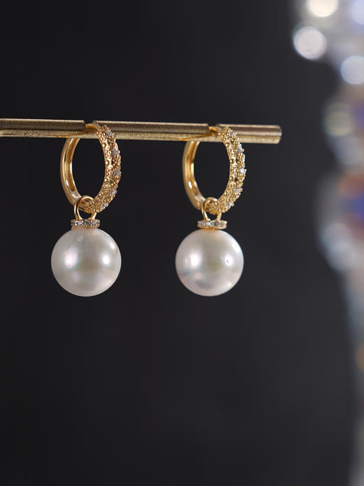 子佩集【爱恋成珍】银S925珍珠惜王妃耳环【E4852】11mm珠圆圈扣环镀金2601 商品图5