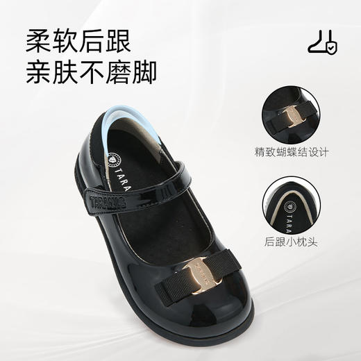 泰兰尼斯春季新款公主鞋女童黑色软底皮鞋洋气演出鞋精致时尚单鞋M03X6A9057 商品图3