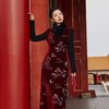 西子/松鹤延年丝绒重工钉珠刺绣松鹤梅山无袖旗袍/QPHY0110 商品缩略图0