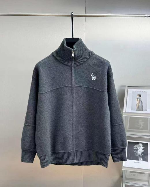 *哈吉嘶2026新品春秋拼色立领半拉链开衫休闲毛衣 商品图3