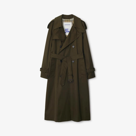 BURBERRY 巴宝莉 女士棉质 Castleford 长款束腰风衣 绿色 8104555 C1764 商品图0