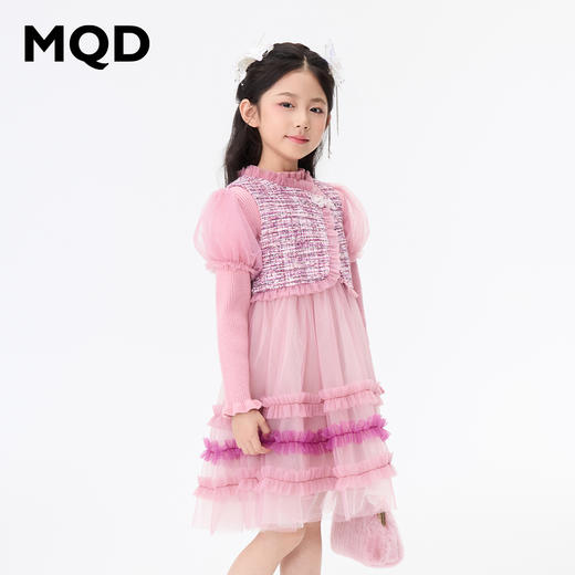 【秒2】【MQD】女童国风优雅小香风网纱长袖连衣裙 商品图1