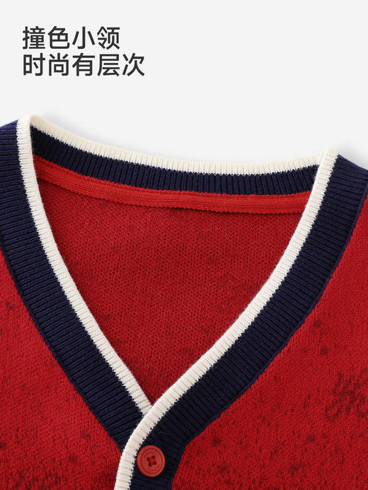 英氏儿童针织开衫男童毛衣新款渐变红色童装新年喜庆YRWWJ1S005A 商品图1