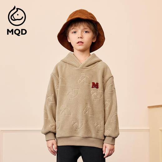 【秒3】【MQD】男童冬季精致毛巾绣双面加绒连帽卫衣 商品图2