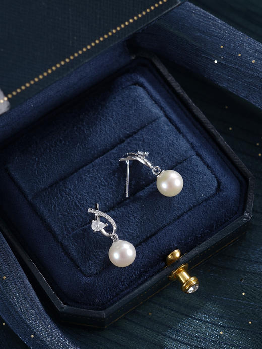 子佩集【灵犀共鸣】银S925珍珠惜王妃耳钉【YE0829A】8mm珠双色交织丝带2601 商品图10