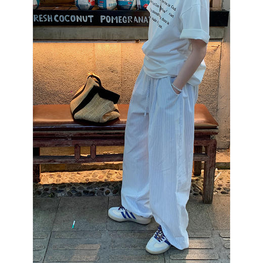 现货 海盐汽水 夏日清新舒适感 条纹束脚裤100棉 商品图2