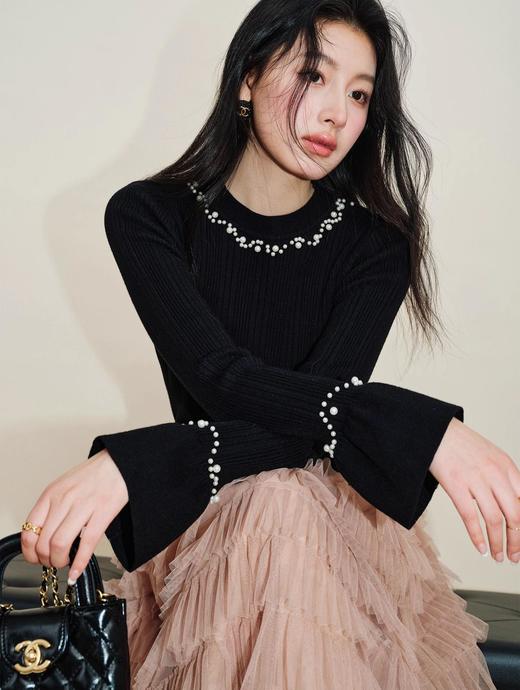 澳洲进口美利奴羊毛混混纺抗起球BC同款重工手工钉珠羊毛衫 商品图5