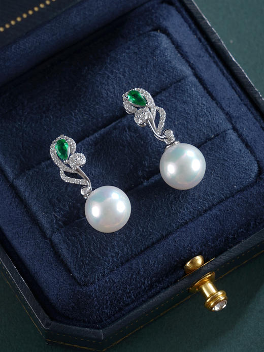 子佩集【灼华知遇】银S925珍珠惜王妃耳钉【E4407】10.5mm珠双色玫瑰花朵花株2601 商品图5