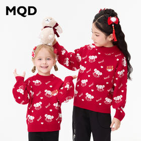 【秒2】【MQD】女童冬季新年童趣图案柔软舒适半高领针织衫