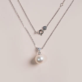 日韵凝光系列S925银 Akoya珍珠链牌 9-9.5mm