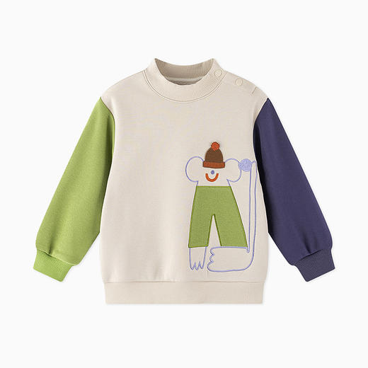 【特】【MQD】男小童冬潮酷清新撞色贴布绣半高领卫衣 商品图1