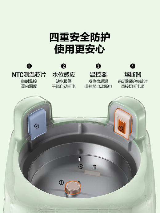 BUYDEEM北鼎全玻璃养生壶家用多功能办公室煮茶器烧水壶FK571【2月13号停发2月24号恢复发货】 商品图6