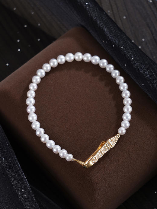 子佩集【月珀神谕】银S925珍珠惜王妃手链【MLSL014】4mm珠镀金蛇2601 商品图5