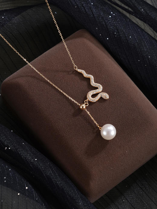 子佩集【珠光灵蛇】银S925珍珠惜王妃套链【YB7806】9.5mm珠双色蛇吊球2601 商品图5