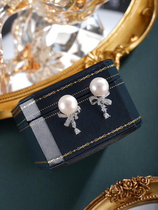 子佩集【纯白情结】银S925珍珠惜王妃耳钉【MLEH033】12mm珠蝴蝶结2601 商品图3