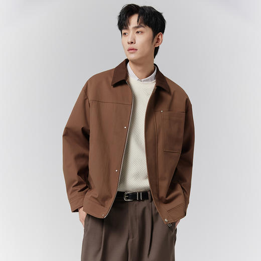 GXG男装【撞色领口】25春季时尚创意拼色多口袋拉链翻领男式夹克K&C 商品图4