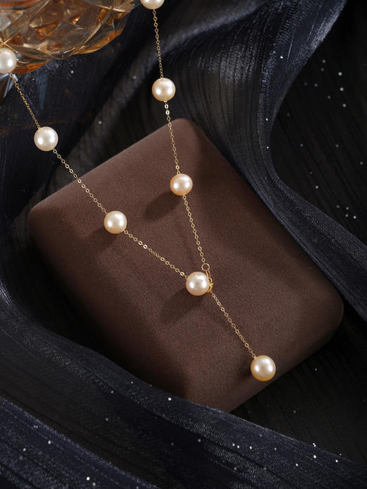 子佩集【露华曦光】G18K珍珠惜王妃项链【MLKJXL005】7mm珠镀金多珠偏橘2601 商品图4