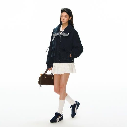 Ariseism 抽绳蝴蝶结可拆卸毛领棉服女冬季新款加厚宽松保暖外套 商品图3